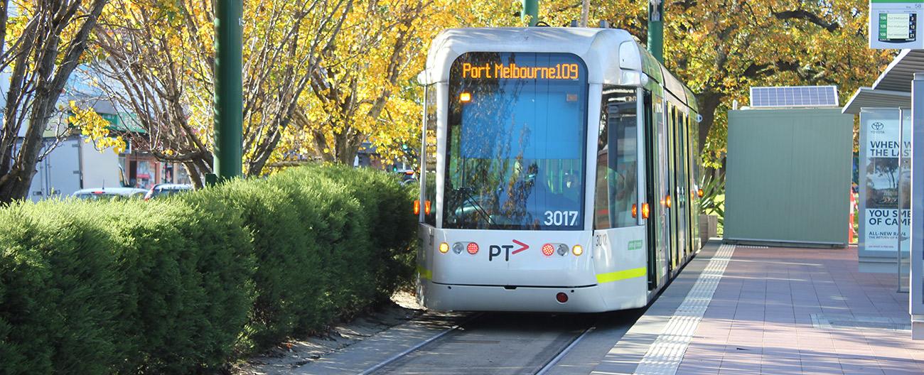 tram at tram stop