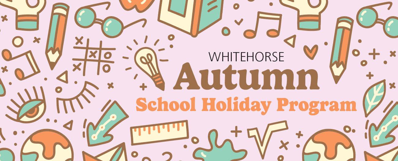 Pink graphic of autumn school holidays