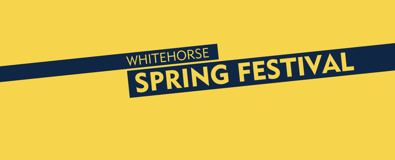 yellow background with text, whitehorse spring festival 