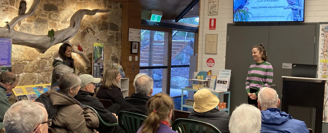 Community group listening to speaker at Yarran Dheran Information Centre 