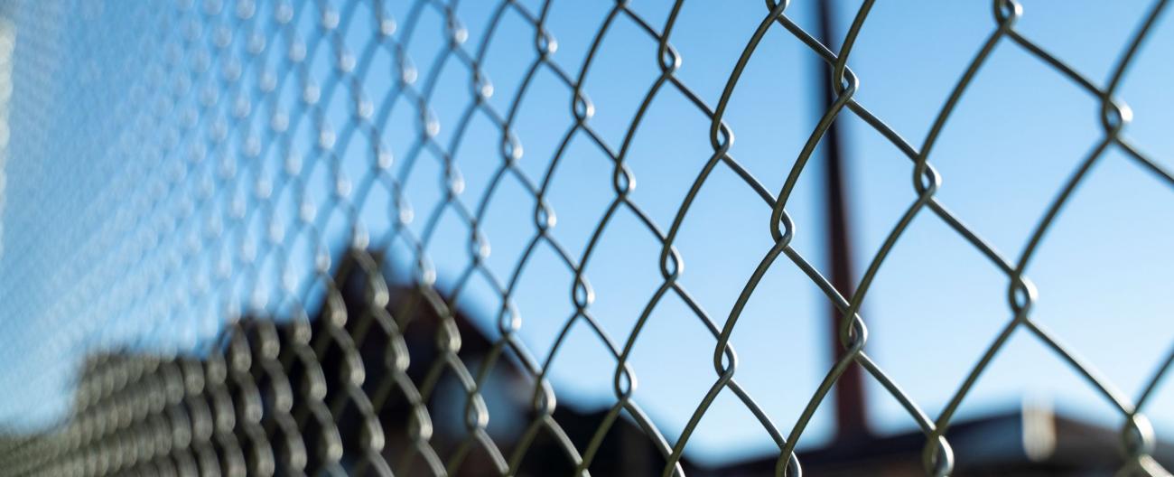 View through fence of brickworks