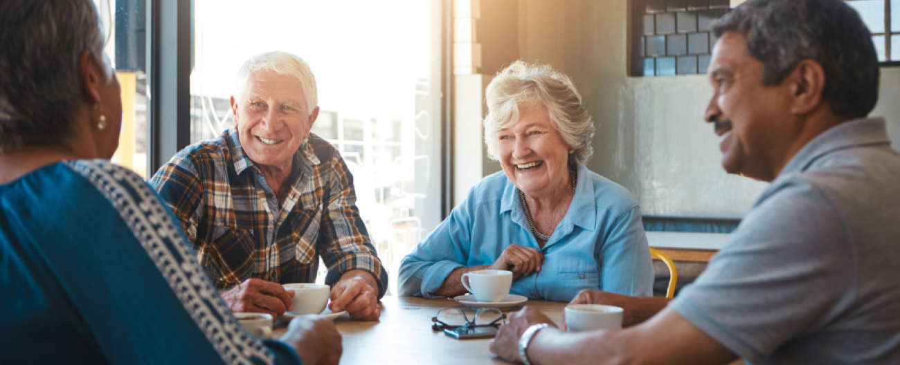 Older people - Having conversation with friends 