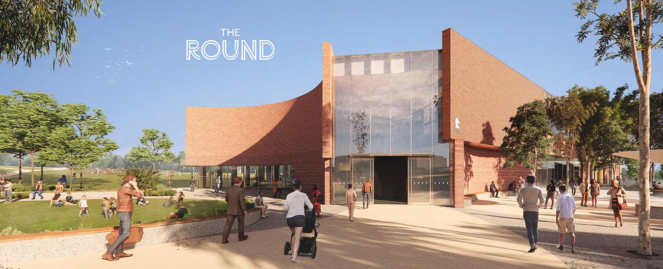 The Round logo in the air about building render
