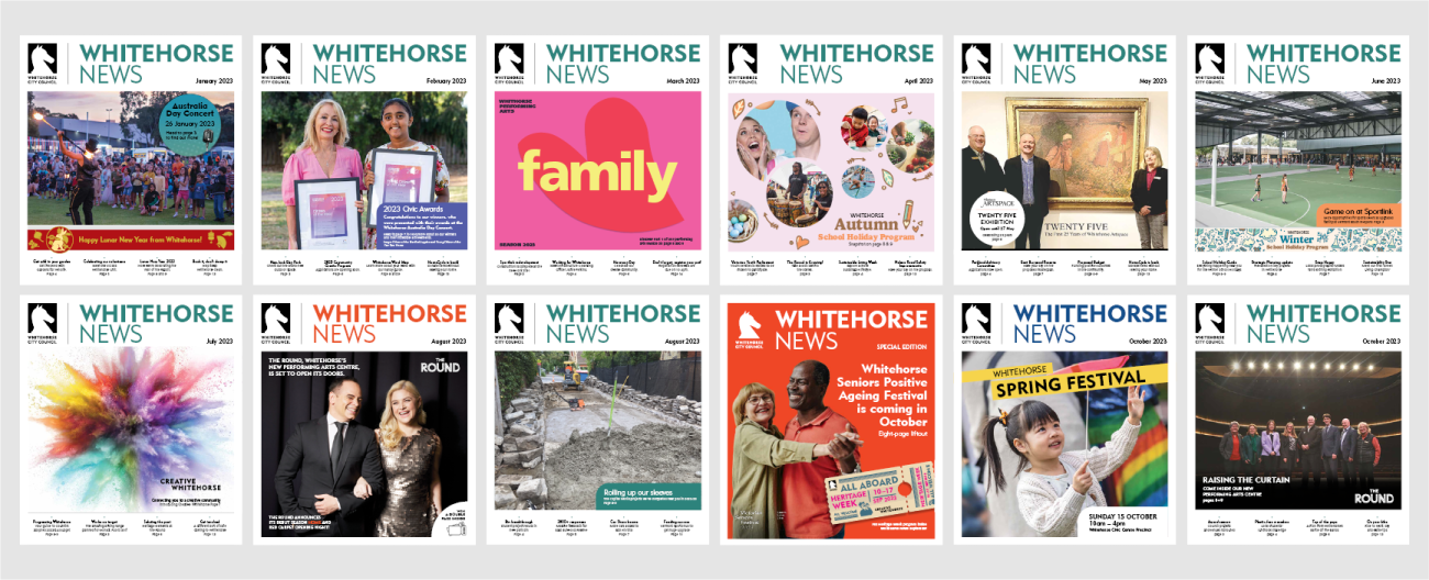 Compilation of several editions of Whitehorse News, covers visible and shown side by side